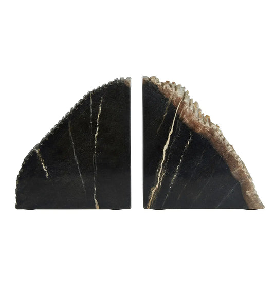 Relic Petrified Wood Bookend In Dark Black