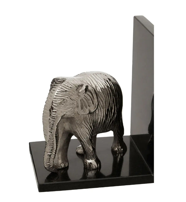 Koper Aluminium Set Of 2 Elephant Bookends In Silver