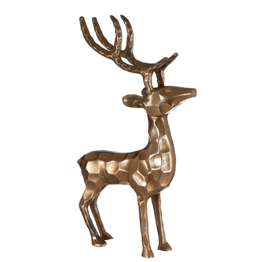 Decorative Metal Standing Stag In Gold