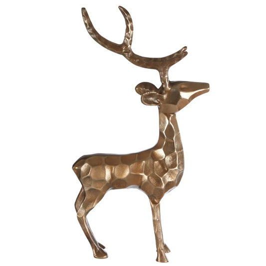 Decorative Metal Standing Stag In Gold