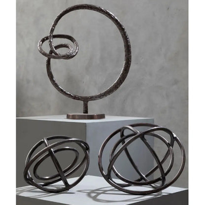 Nexus Round Aluminium Rough Sculpture In Bronze