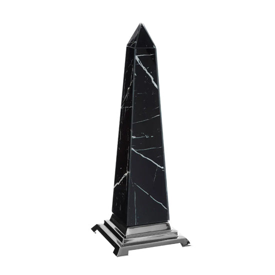 Renata Large Glass Sculpture In Black With Chrome Metal Base