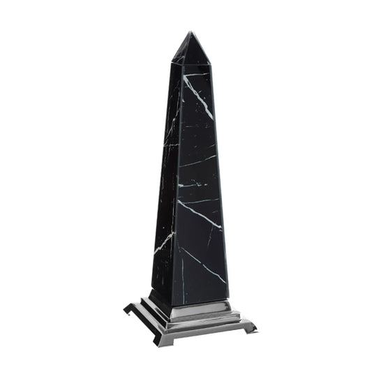 Renata Large Glass Sculpture In Black With Chrome Metal Base