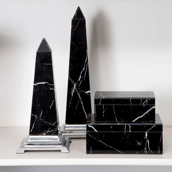 Renata Large Glass Sculpture In Black With Chrome Metal Base