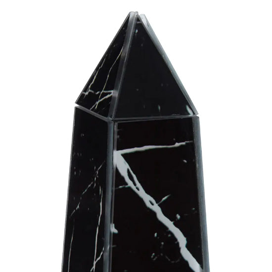 Renata Large Glass Sculpture In Black With Chrome Metal Base