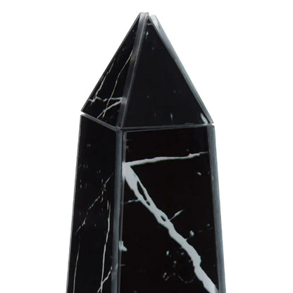 Renata Large Glass Sculpture In Black With Chrome Metal Base