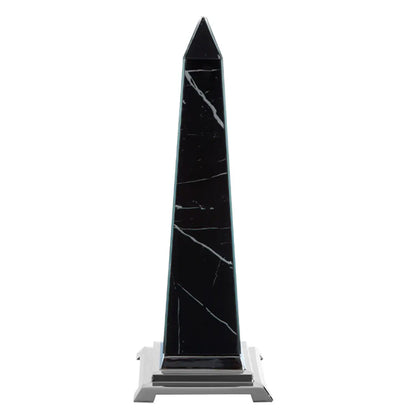 Renata Large Glass Sculpture In Black With Chrome Metal Base