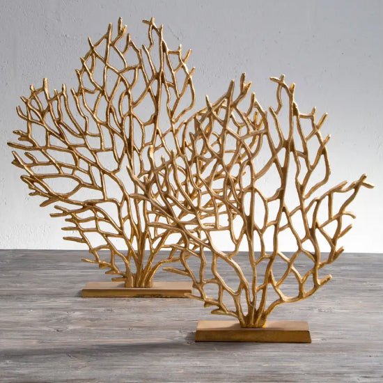 Prato Small Cast Aluminium Coral Sculpture In Gold