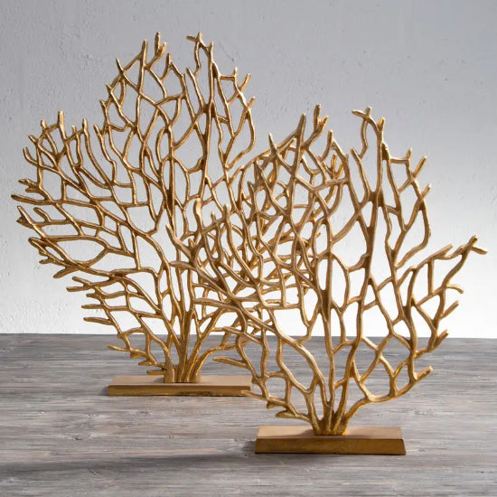 Prato Large Cast Aluminium Coral Sculpture In Gold