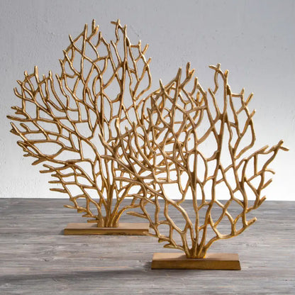 Prato Large Cast Aluminium Coral Sculpture In Gold