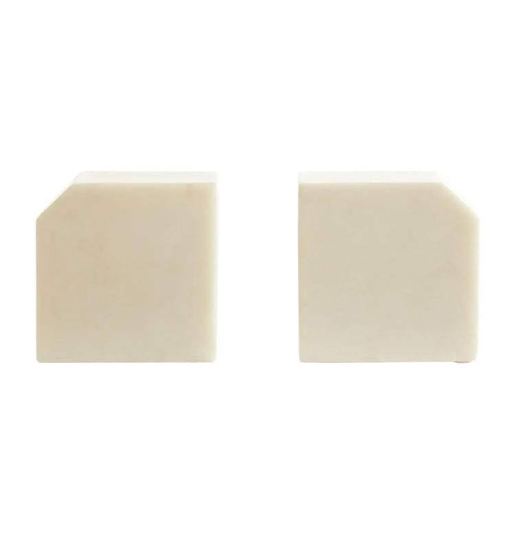 Sena Marble Set Of 2 Bookends In White And Brass
