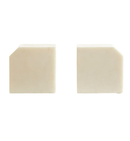 Sena Marble Set Of 2 Bookends In White And Brass