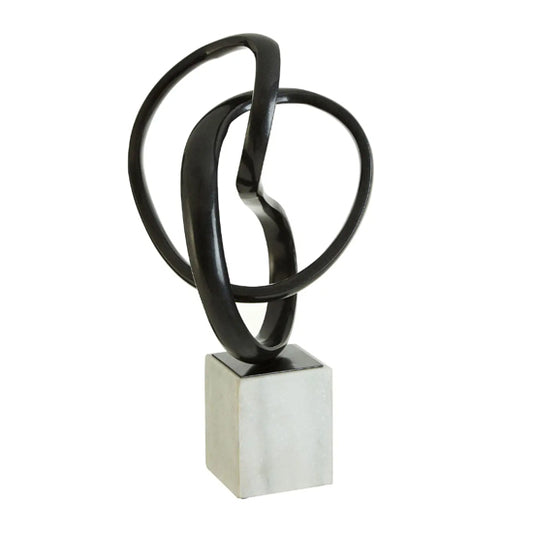 Mirano Aluminium Knot Sculpture In Black With Marble Base