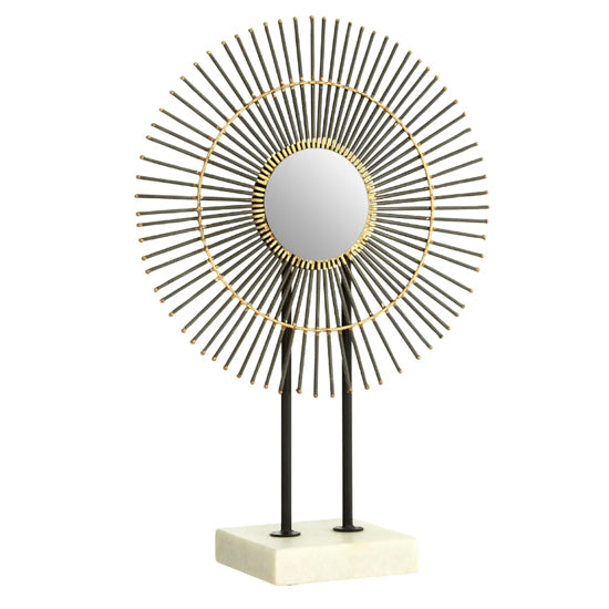 Mirano Large Metal Quill Sculpture In Gold With White Marble Base