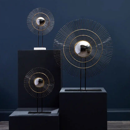Mirano Large Metal Quill Sculpture In Gold With White Marble Base
