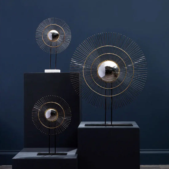 Mirano Large Metal Quill Sculpture In Black And Gold