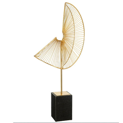 Mirano Metal Web Sculpture In Gold With Black Marble Base