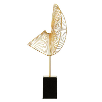 Mirano Metal Web Sculpture In Gold With Black Marble Base