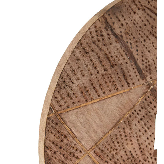Elementi Round Wooden Disc Sculpture In Natural