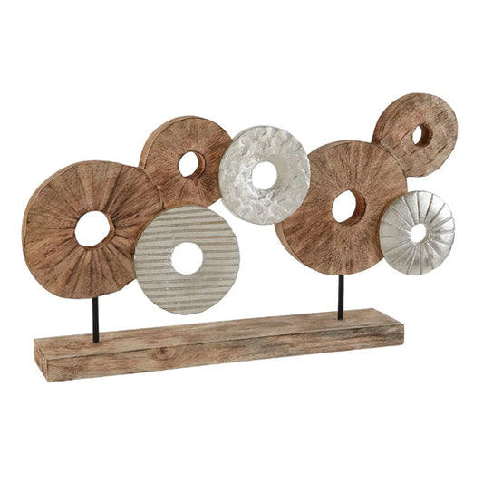Elementi Mango Wood 7 Discs Wooden Sculpture In Natural