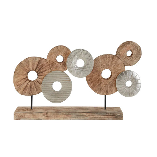 Elementi Mango Wood 7 Discs Wooden Sculpture In Natural
