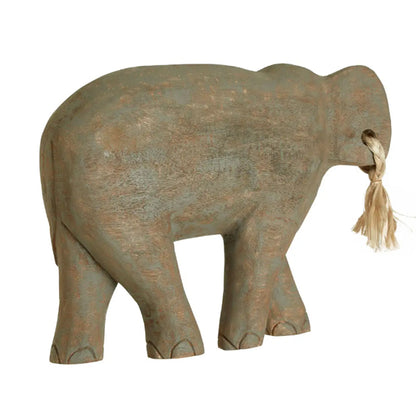 Elephant Mango Wood Sculpture In Natural
