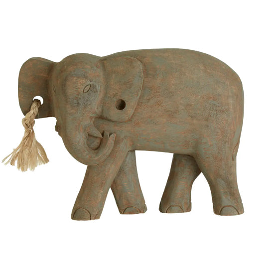 Elephant Mango Wood Sculpture In Natural