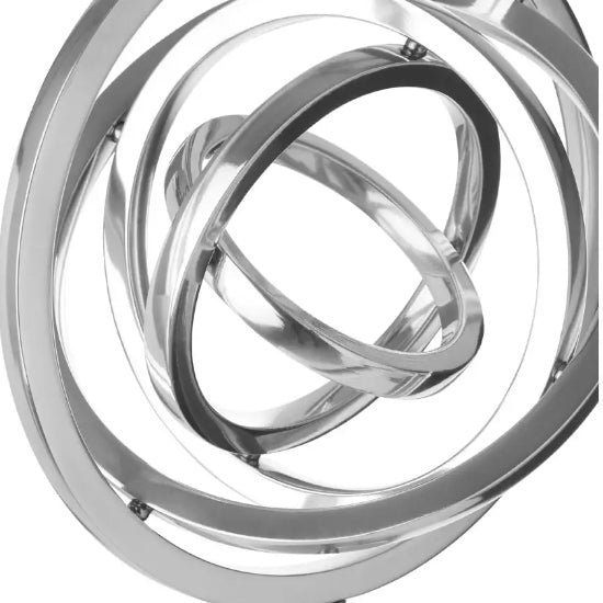 Mirano Steel Spiral Sculpture In Polished Silver With Block Stand