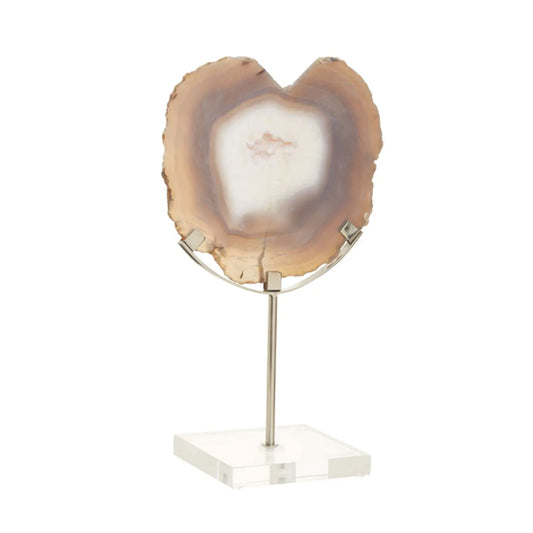 Bowerbird Agate Stone Sculpture In White And Silver