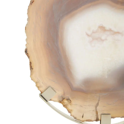 Bowerbird Agate Stone Sculpture In White And Silver