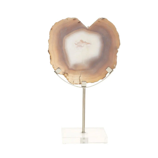 Bowerbird Agate Stone Sculpture In White And Silver