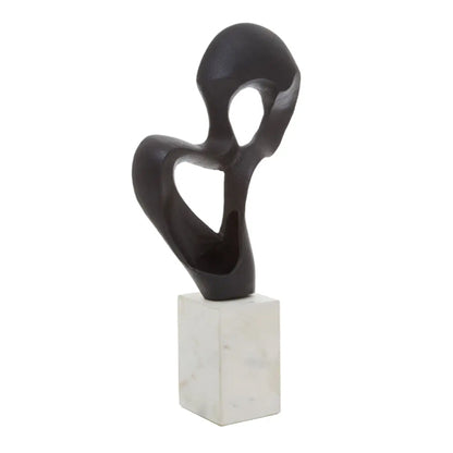 Mirano Aluminium Knot Sculpture In Black With White Marble Base