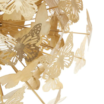 Mirano Metal Butterfly Sculpture In Gold With White Marble Base