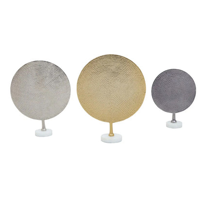Elias Aluminium Set Of 3 Hammered Metal Sculptures In Gold Silver And Black