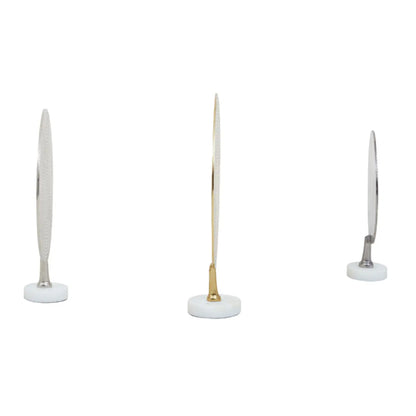 Elias Aluminium Set Of 3 Hammered Metal Sculptures In Gold Silver And Black