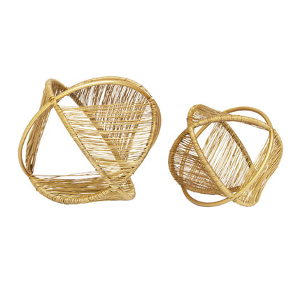Enzo Metal Set Of 2 Wire Ball Ornaments In Gold