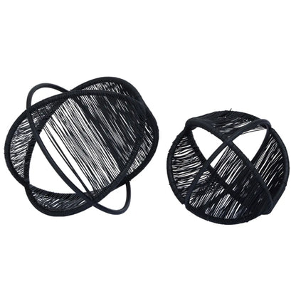 Enzo Metal Set Of 2 Wire Ball Ornaments In Black