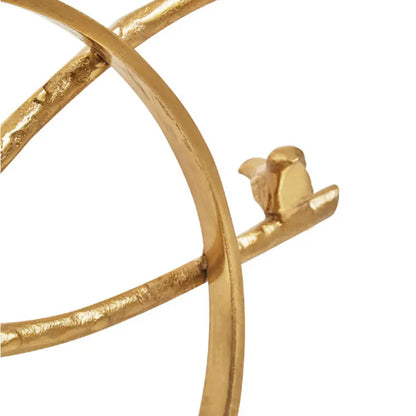 Evra Hoop Bird Sculpture In Gold With White Marble Base