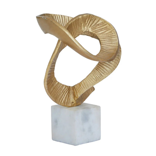 Evra Sculpture In Gold With White Marble Base