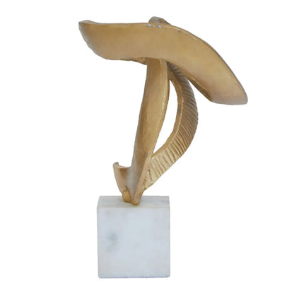 Evra Sculpture In Gold With White Marble Base