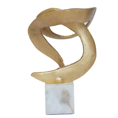 Evra Sculpture In Gold With White Marble Base
