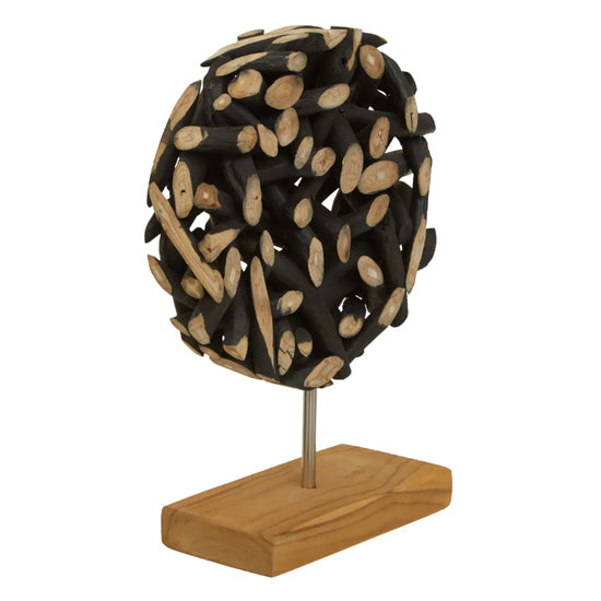 Seraya Small Teak Wood Sculpture In Natural And Black