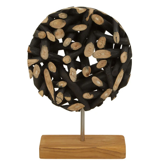 Seraya Small Teak Wood Sculpture In Natural And Black