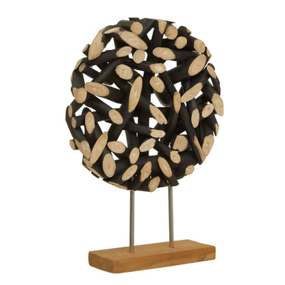 Seraya Large Teak Wood Sculpture In Natural And Black