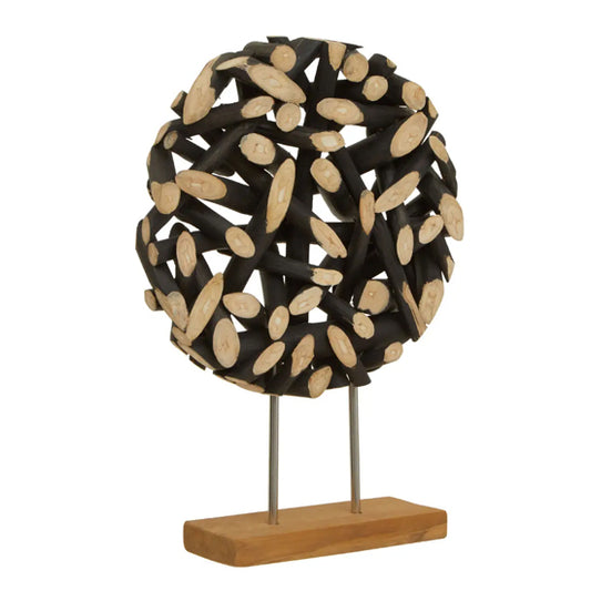 Seraya Large Teak Wood Sculpture In Natural And Black