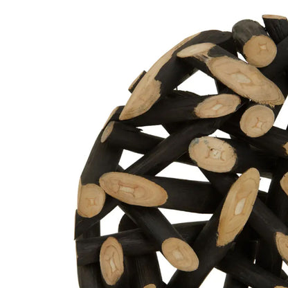 Seraya Large Teak Wood Sculpture In Natural And Black