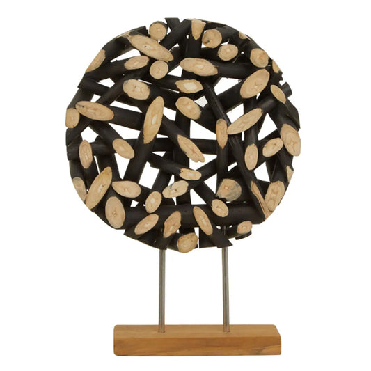 Seraya Large Teak Wood Sculpture In Natural And Black