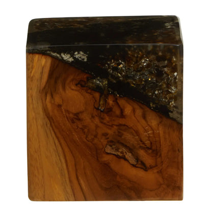 Sakra Teak Wood And Glass Sculpture In Brown