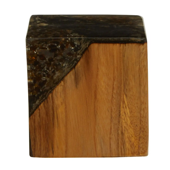 Sakra Teak Wood And Glass Sculpture In Brown