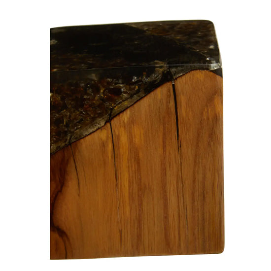 Sakra Teak Wood And Glass Sculpture In Brown